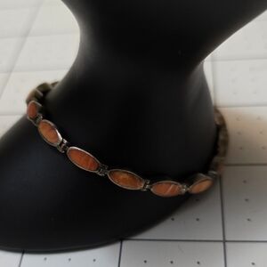 Sterling Silver and Orange/Black Accent Bracelet